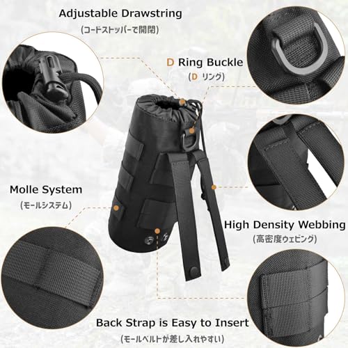 Tactical Water Bottle Pouch - Compact EDC Utility Bag - Black