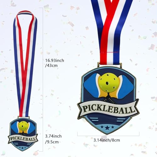 Pickleball Medal - 3.74 Inch Gold Fusion Medal with V Neck Ribbon