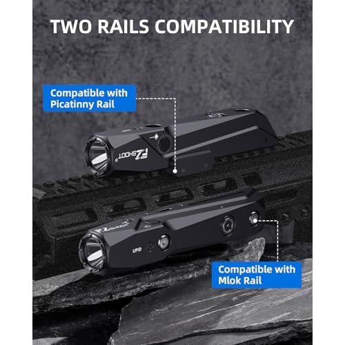 EZshoot 1700 Lumens Tactical Laser Light Combo for Rifle with Magnetic Rechargeable, AR Laser Light Combo Compatible with Picatinny Rail and M-Rail, Rifle Flashlight for Home Defense, Hunting