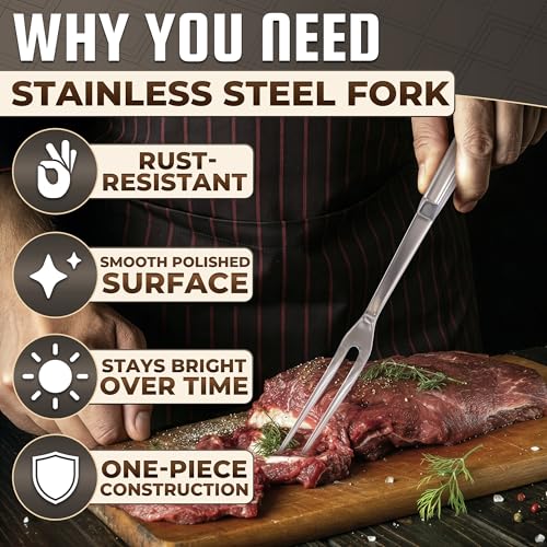 Lagarto 11-inch Carving Fork for Meat - Stainless Steel Serving & Cooking Fork, Includes 1 Pcs