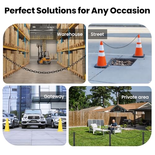 Black Plastic Chain, 100Ft Plastic Chain Links Safety Chains Barrier