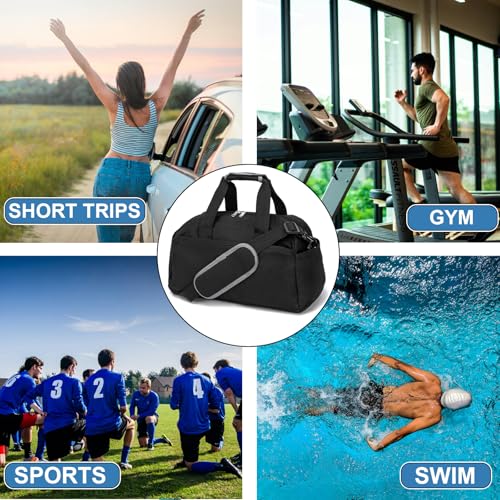 Ineetatu 14-Inch Small Gym Bag for Men & Women - Black Mini Duffel Travel Bag