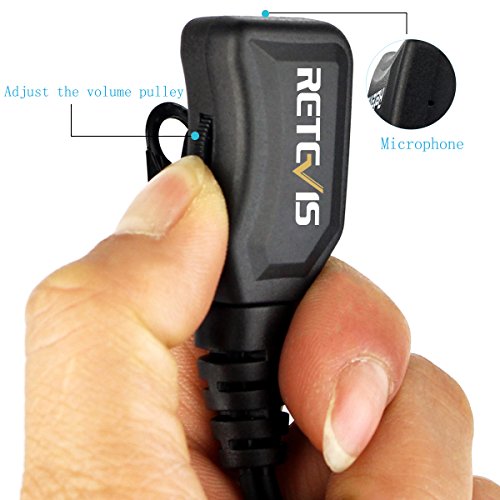 Retevis Walkie Talkie Earpiece with Mic - G-Type 2-Pin Volume Adjustable for Motorola Radios