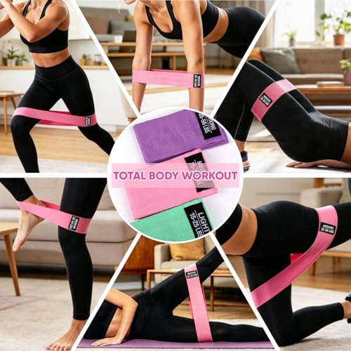 Fabric Resistance Bands Set - 3 Levels Non-Slip Exercise Booty Bands