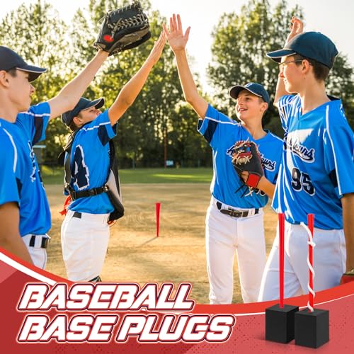 Baseball Base Plugs with Bright Tassels - 12 Pieces Red