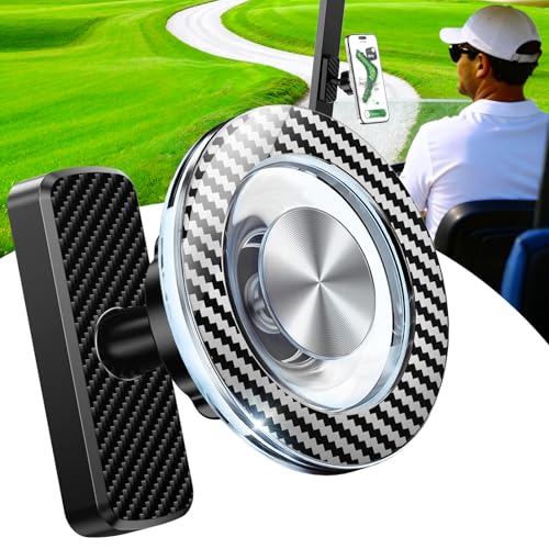 Magnetic Golf Cart Phone Holder - Carbon Fiber, 360° Rotation