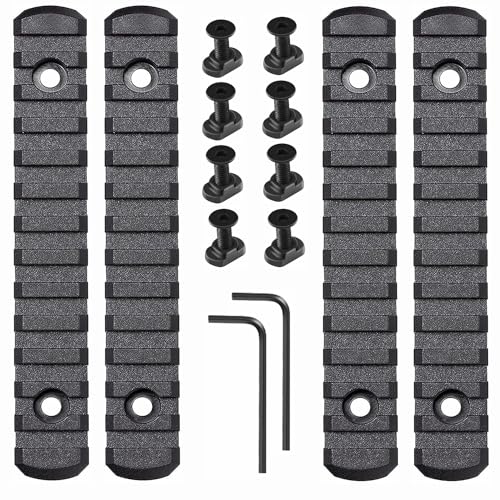 Picatinny Accessory Rail - 13 Slots - Polymer - Black - 4 Pack