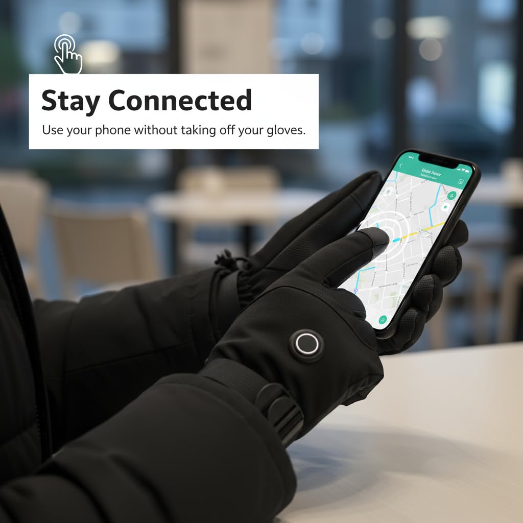 Rechargeable Heated Gloves for Men Women, 7.4V Waterproof Touchscreen Electric Ski Gloves for Winter Outdoor Work, Skiing, Hunting, Hiking, Camping, Riding, Fishing (X-Large)