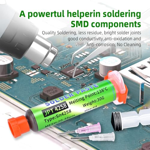Sn42-Bi58 Solder Paste, No Clean Lead Free 30g Soldering Paste, 138¡É Melting Point, Low Temp Solders Pastes for Electronics Flux for BGA, SMD Repair (1 Pack)