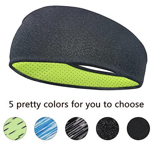 5 Pack Sports Headbands for Men - Breathable Mesh Design, Reusable