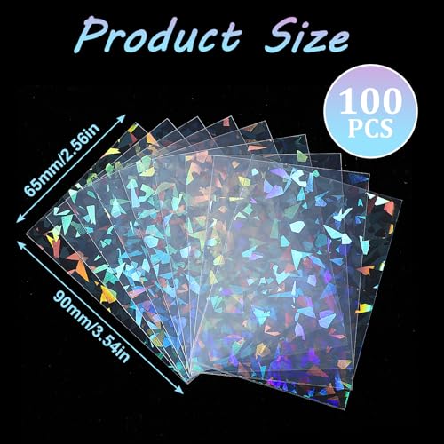 100 Pcs Holographic Trading Card Sleeves - Diamond-Shape 65x90mm