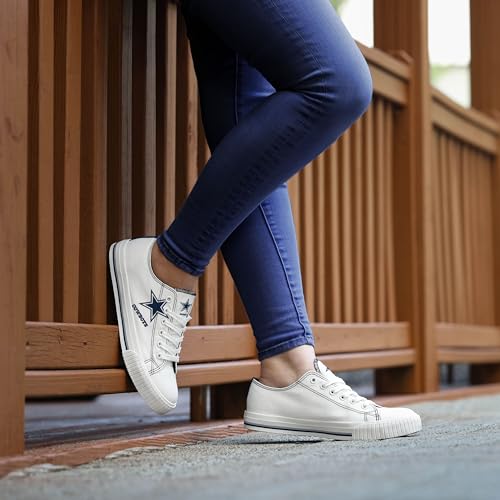 Women's Big Logo Low Top White Canvas Sneakers