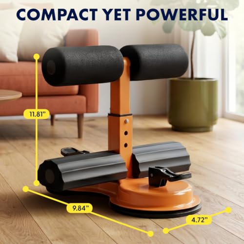 Sit Up Bar with Suction Cups - Adjustable Core Trainer - Black & Orange