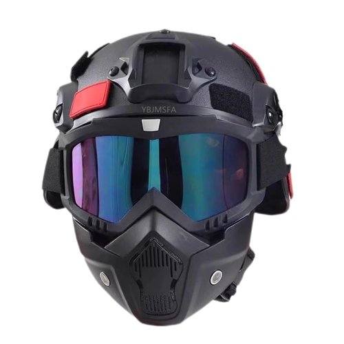 YBJMSFA MICH Airsoft Helmet and Mask Set,Airsoft Maskwith Detachable Anti-Fog Goggles Protective Full Face Tactical Mask for CS Airsoft Shooting Halloween Cosplay Cycling Party