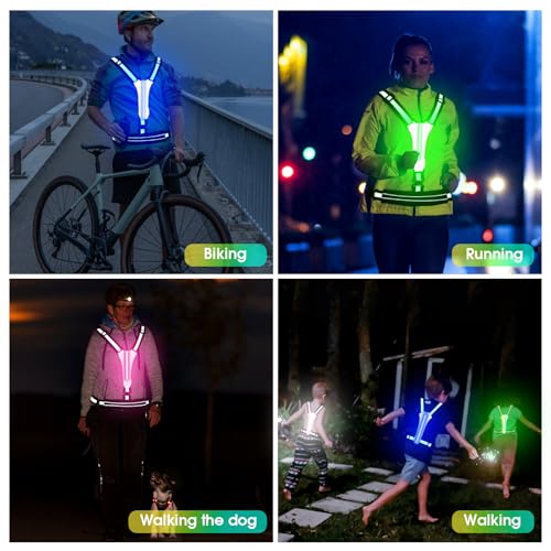 LED Reflective Running Vest with Phone Pouch - High Visibility Night Gear