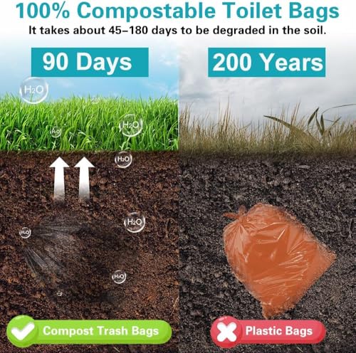 Biodegradable Portable Toilet Bags - 25 Pack for Camping