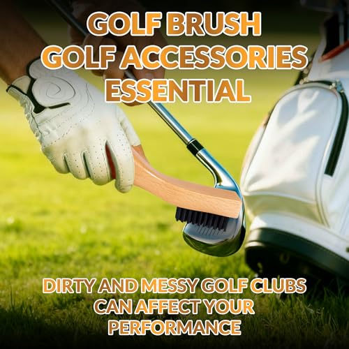Belongtous Golf Club Cleaning Brush with Beech Wood Handle & Nylon Bristles