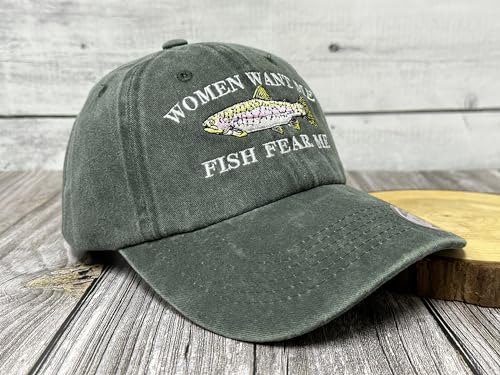 Women Want Me Embroidered Dad Hat - Washed Army Green, Adjustable Cap
