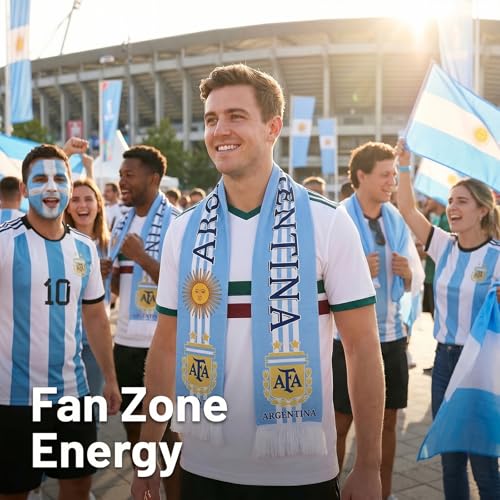 Argentina Soccer Scarf - Double-Sided Flag Print for 2026 World Cup