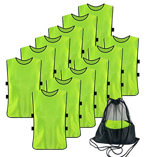 12 Pack Soccer Training Pinnies Vests for Youth & Adults