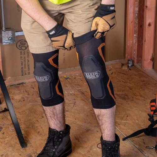 Klein Tools 60623 Knee Pad Compression Sleeve, Knee Support for Construction, Workers and Athletes, Black, M/L