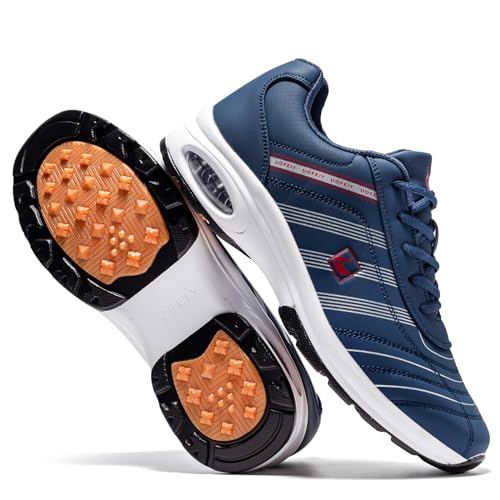 U.Ofeiy Men's Blue 9.5 Arch Fit Golf Shoes - Casual Anti-Slip Outdoor Sneakers
