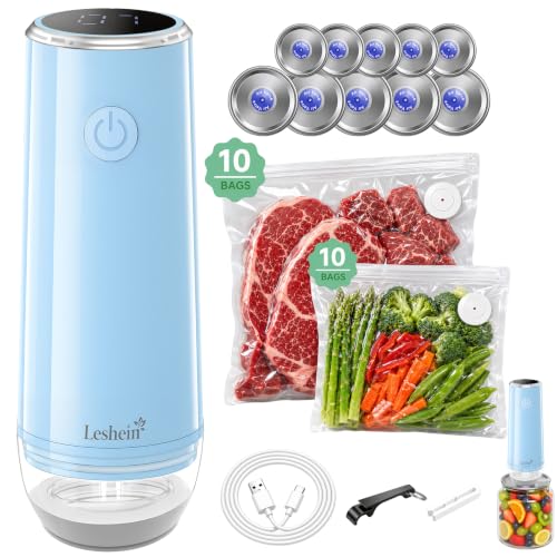 Leshein Blue Compact Food Vacuum Sealer with UV Light, Fast Seal