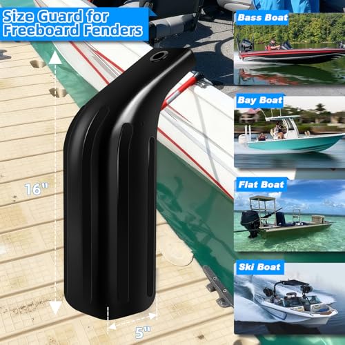 JYINCPED Black 5" x 16" Low Freeboard Boat Fenders, Docking Bumpers