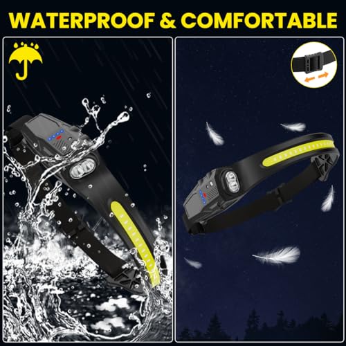 Rechargeable 3-Pack LED Headlamp - 7 Modes, Motion Sensor, Waterproof