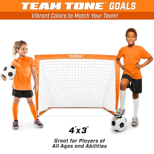 GoSports Portable Soccer Goals for Kids - Orange, 4x3 ft, Set of 2