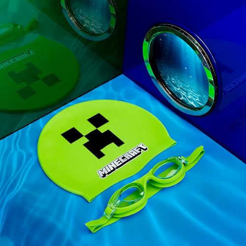 Get Trend Kids Swim Goggles and Cap Set – Anti-Fog UV, Green 6-14 Years