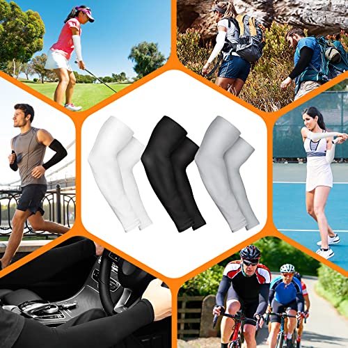 Cooling Compression Arm Sleeves - UV Sun Protection - Larger Black White