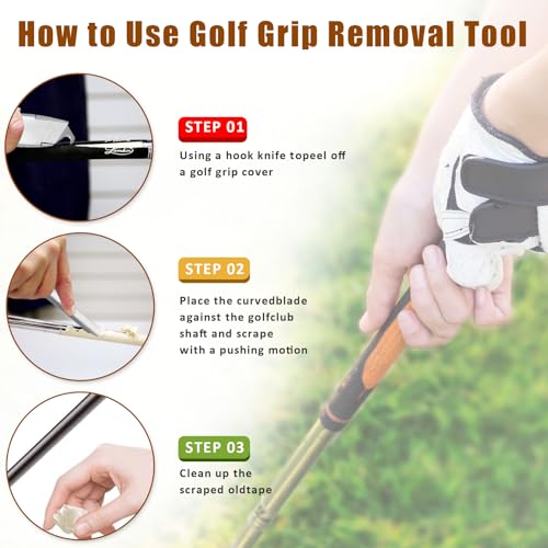 Natural Wood Golf Grip Tape Remover Tool Kit for Regripping Steel & Graphite Shafts
