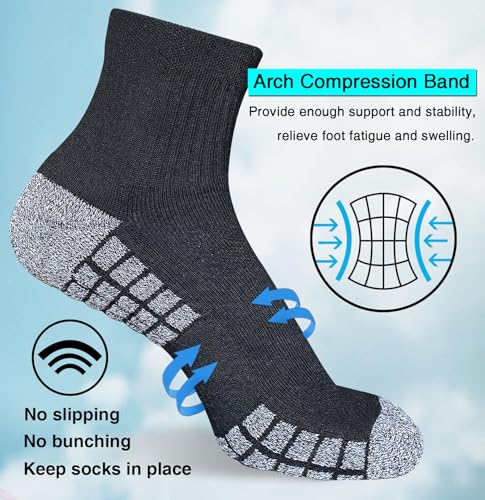 Suaskk Men’s Athletic Cushioned Breathable Running Quarter Socks 12-15 Pairs, Assorted Colors