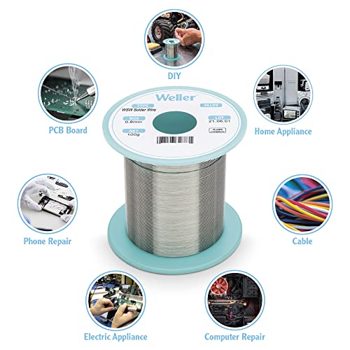 Weller WSW SCN M1 (T0051404899) Lead Free Solder Wire, Dia: 0.3 mm / 0.012 in, Wt: 100 g / 3.527 oz, Alloy Sn99.3Cu0.6Ni0.05, Flux content 3.5%