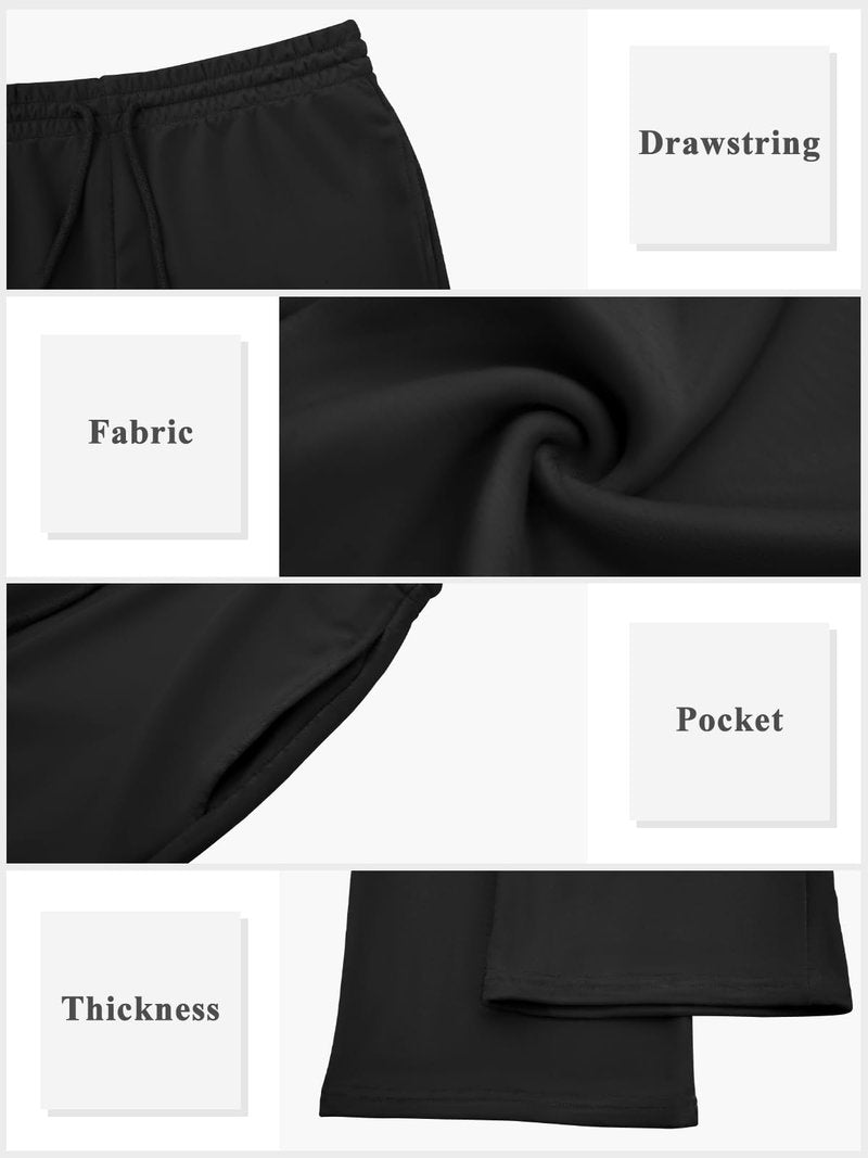 IPMQ Womens Sweatpants Cotton Lounge Pants Wide Leg Drawstring Joggers Fall Athletic Outfits with Pockets 2025 Black