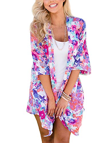 Chiffon Kimono Beach Cover-Up for Women - Floral Print