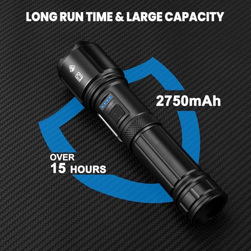 Flashlight Rechargeable LED High Lumens 2, 99,000lm Pack Bright Flash Lights with 7 Modes, Powerful Waterproof Handheld Linterna for Home, Camping, Outdoor