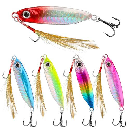 Saltwater Fishing Spoons with Ultra-Sharp Hooks - 5 Pack