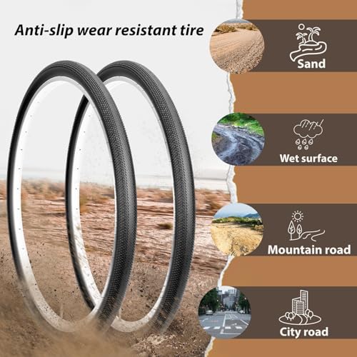 MOHEGIA 700x40C Gravel Bike Tires Set - All-Terrain Folding Bicycle Tires with Inner Tubes & Levers
