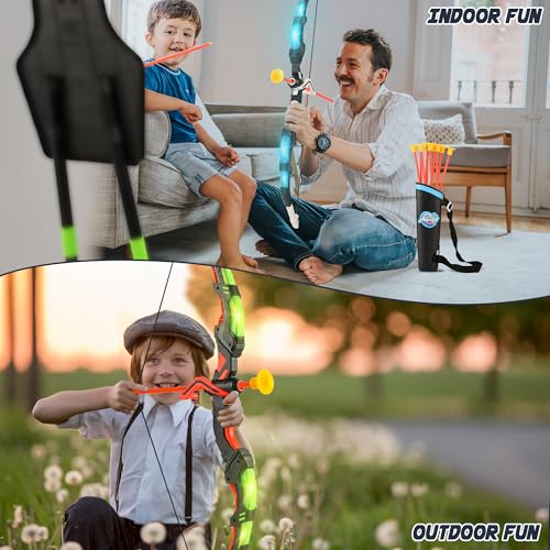 LED Light Up Bow and Arrow Set for Kids - 2-Pack with 20 Arrows