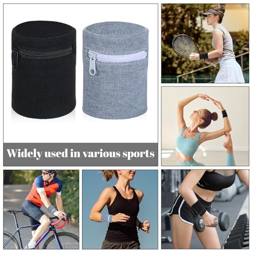 Breathable Wrist Wallet Set - 4PCS Zippered Sweatbands for Sports