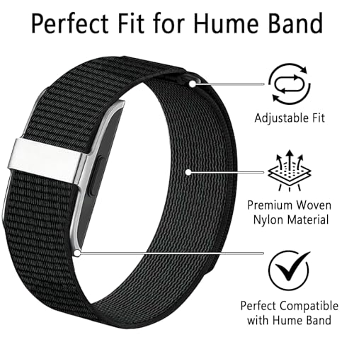 Nylon Replacement Strap for Hume Band - Black Adjustable Sport Wristband