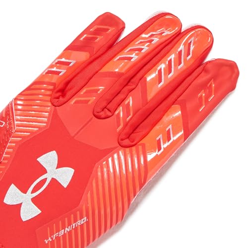 Under Armour Men's F9 Nitro Football Gloves - Red Beta Silver Large