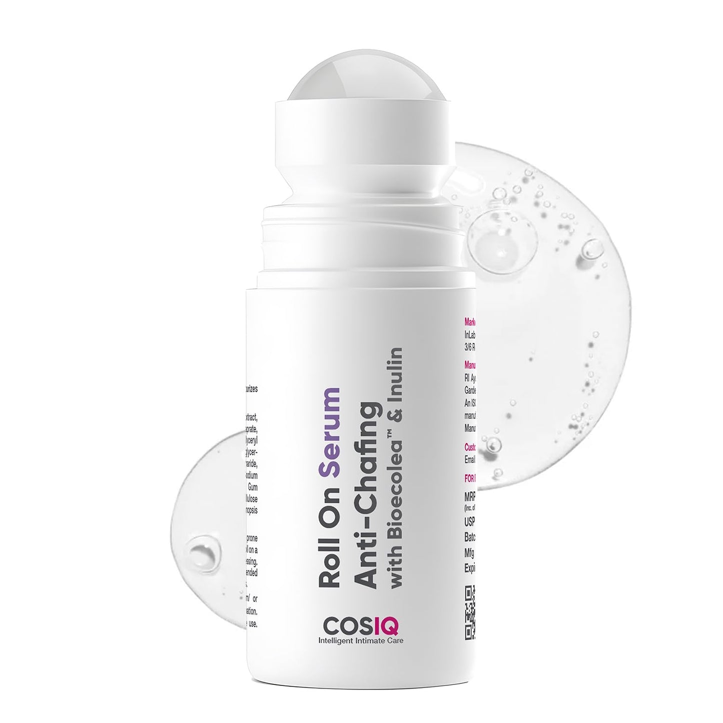 Cos-IQ Anti Chafing Roll-On Serum | For Men & Women | With Bioecolea & Inulin| Prevents Arm, Chest, Butt, Thigh, & Ball Chafing | Reduces Inner Thigh Rashes & Irritation | 40ml