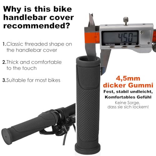 Bicycle Handle Grips - 132mm Soft No-Slip Grips - Black