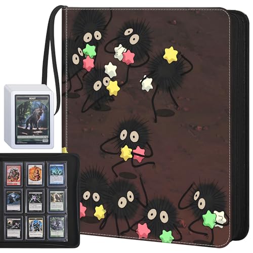 UGYAZX Brown Star Fuzzball Top Loader Binder, Holds 360 Trading Cards