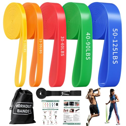 Qultivo Resistance Bands Set with Pull-Up Assistance - Blue, Green, Red, Orange, Yellow