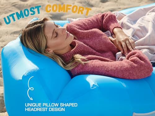 WEKAPO Blue Inflatable Couch Air Lounger Chair for Camping & Beach, Portable Blow-up Sofa