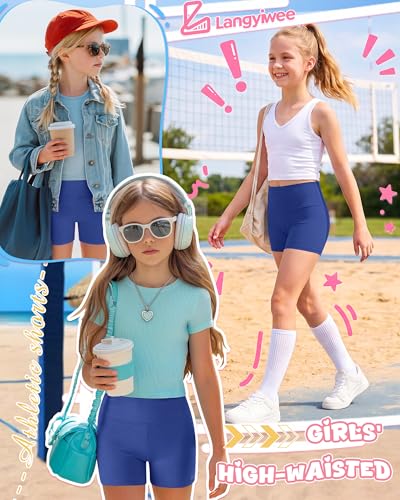 Girls' Athletic Shorts for School - Blue - 9-10 Years